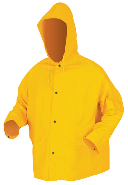JACKET PVC/POLY .35MMW/HOOD YELLOW - Latex, Supported